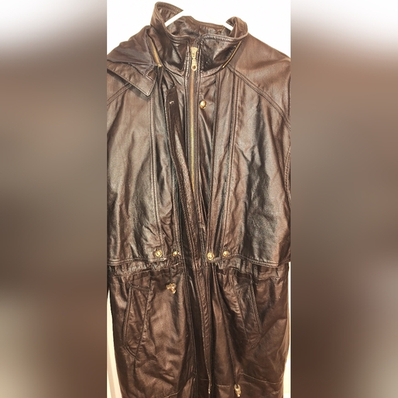 Elegant Vintage Black Hooded Trench Coat/ Mediium / - Picture 3 of 16